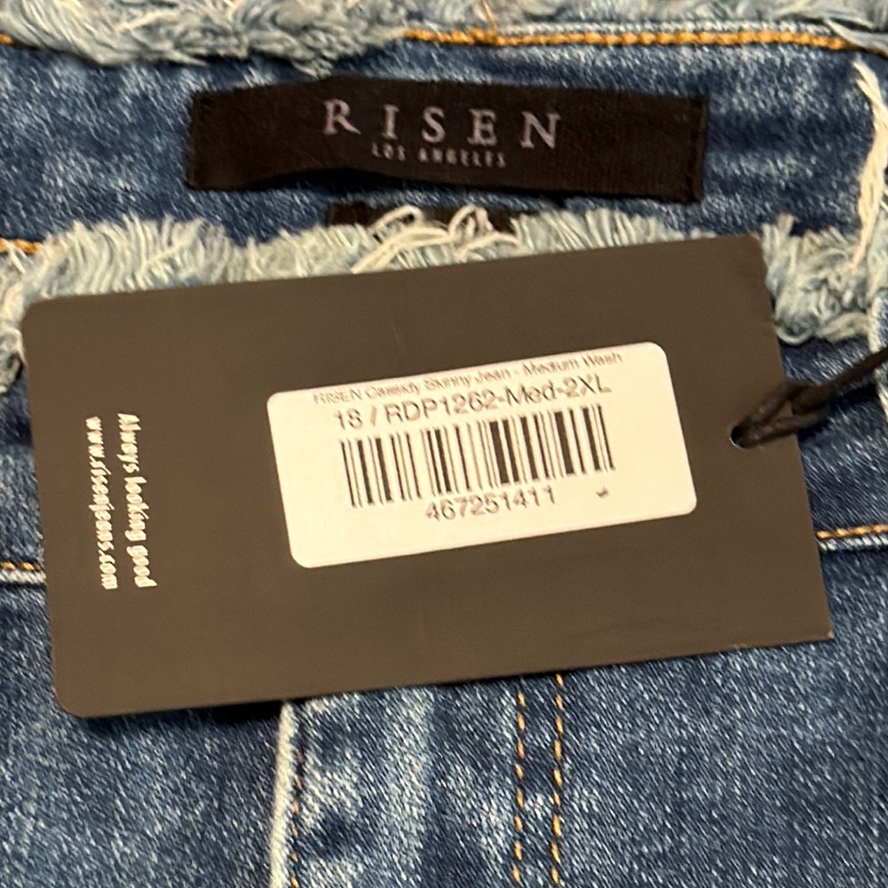 Classic Frayed Hem Blue Women's Jeans - Picture 2 of 6